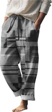 Generic Cotton Hemp Men Beach Trousers - Plaid Check Pants - Hippie Costume - Yoga Pants - Plaid Check Pants - Baggy Streetwear - Wide Leg Trousers - Straight