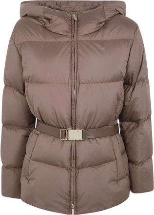 Max Mara MST Lana Cropped Jas met Riem - Dames - Winterjassen - Bruin - L - Leer - Jassen
