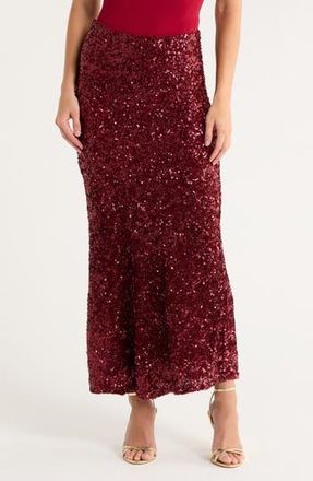 Alice & Olivia Maeve Sequin Maxi Skirt in Garnet at Nordstrom Rack, Size 0