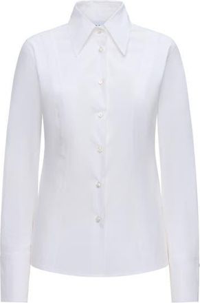 C&acirc;llas Milano Ripley Button Front Fitted Shirt in White at Nordstrom, Size 12