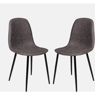 Dmora Dmora - Sedia 0, Set di 2 Sedie moderne in ecopelle invecchiata, struttura in metallo, Ideale per sala da pranzo, cucina o salotto, Cm 56x45h87