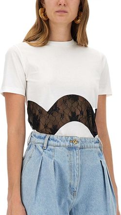 Nina Ricci Lace-Insert Jersey T-Shirt - White