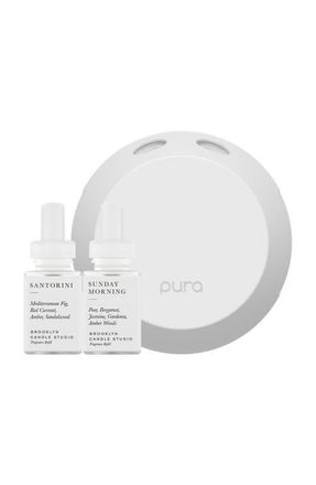Pura x Brooklyn Candle Studio Santorini & Sunday Morning Pura 4 Smart Fragrance Diffuser & Refill Set in Santorini/Sunday Morning at Nordstrom
