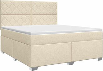 vidaXL Letto Box Spring Con Materasso Crema 160 X 200 Cm Tessuto Vidaxl