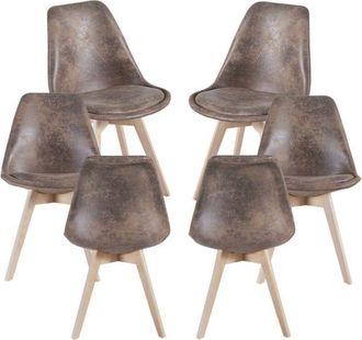 Regalos Miguel Packs Sillas Comedor - Pack 6 Sillas Synk Vintage - Marr&oacute;n Claro