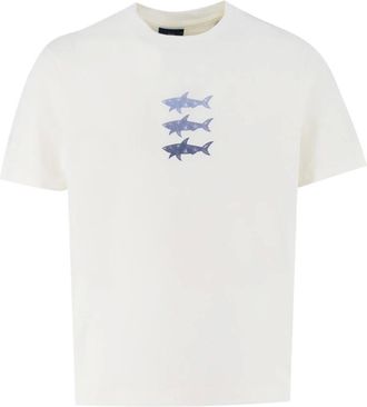 Paul & Shark Tops, Heren, Wit, S, Katoen, Katoenen Crew-neck T-shirt met Print