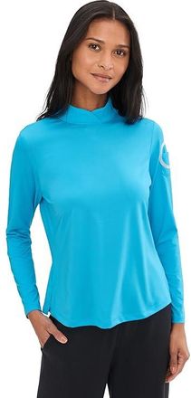 Jamie Sadock Sunsense Crossover Mock Neck Outer Layer Essential Womens Clothing Bonamassa Blue : 2XL, Polyester/Spandex