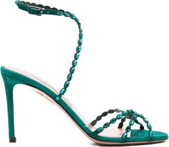 Aquazzura 90 mm Love Struck verfraaide stiletto sandalen - Groen