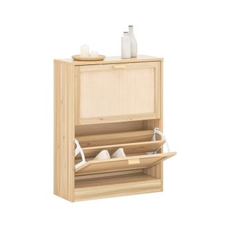 SoBuy Sobuy - Zapatero Con 2 Solapas Y 4 Baldas Organizador Para Zapatos 60 X 24 X 80 Cm Natural Fsr160-n Es