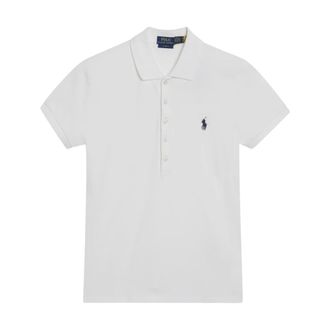 Polo Ralph Lauren Polo Shirts, female, White, Size: L Slim Fit Stretch Polo Shirt