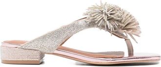 Kurt Geiger Pom Pom T-Bar Flat Fabric