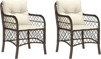 vidaXL Vidaxl - Sillas de jardín con cojines 2 unidades ratán sintético marrón