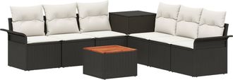 vidaXL Juego De Sof&aacute; 8 Uds. Negro Y Blanco Crema Vidaxl