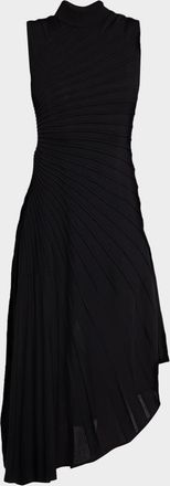 Alaia Mock-Neck Sculpting Wool Dress