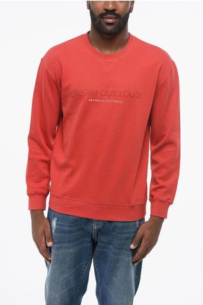 Brunello Cucinelli Crew Neck DREAM OUT LOUD Cotton Blend Sweatshirt with Embroi size Xs