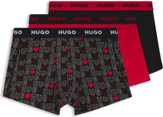 HUGO BOSS Three-pack of stretch-cotton trunks with logo waistband