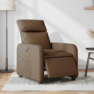 vidaXL Sill&oacute;n Reclinable El&eacute;ctrico De Tela Marr&oacute;n Vidaxl