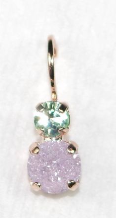 Mariana Womens Circle Drop Earrings In Pink Ice / Green