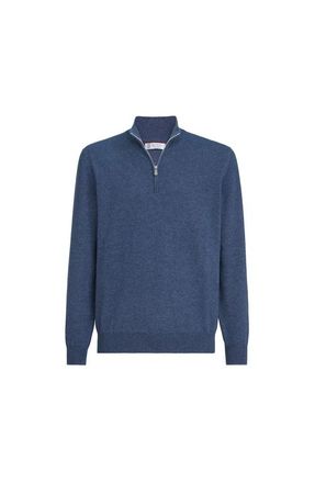 Brunello Cucinelli Cashmere sweater with half zip in Denim at Nordstrom, Size 56 It