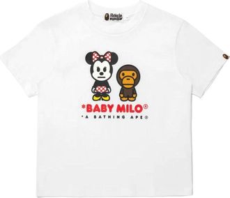 A Bathing Ape (WMNS) A Bathing Ape x Disney Minnie Mouse Baby Milo Relaxed Mini T-Shirt White 0ZXTEW901092Q-WHT