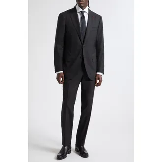 Isaia Sanita Solid Super 160s Wool Suit in Navy at Nordstrom, Size 54