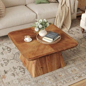 Tribesigns Tribesigns Solid Wood Coffee Table, 80 cm Coffee Table for Living Room, Classic Living Room Center Tables, Brown Modern Design Home Furniture