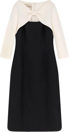 Valentino Crepe Couture Midi-jurk - Dames - Korte kleedjes - Zwart - L - Wol - Kleedjes