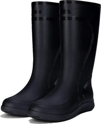 Generic Mens Rain Boots Long Tube Water Shoes Work Platform Cotton Outer Wear