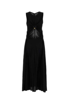 Bottega Veneta Womens Black Jersey Long Dress Exterior: Viscose Abiti Lunghi
