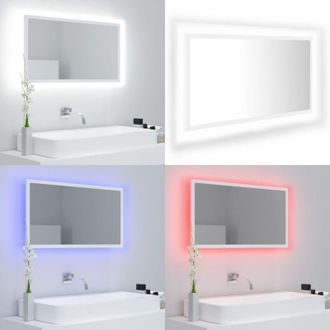 vidaXL Specchio da Bagno con LED Bianco 80x8,5x37 cm in Acrilico - Specchio con LED - Specchio RGB