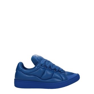 Lanvin Blue Leather Low Top Mens Sneakers