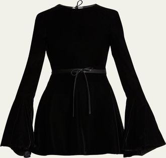 Saint Laurent Open Back Velvet Skater Mini Dress