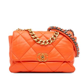 Chanel Orange Large 19 Lambskin Flap
