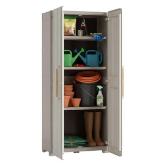 Dmora Dmora - Armario Exterior Melville, Mueble Para Exteriores, Mueble De Jard&iacute;n Multiusos, Contenedor Para Balc&oacute;n O Garaje, Made In Italy, 80x45 H180 Cm, 
