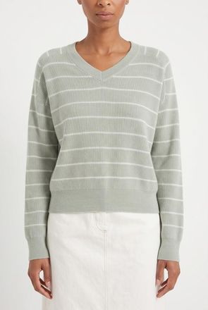 Brunello Cucinelli Light Green Striped Sweater, Size XXS