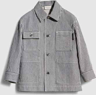 Gucci Kids - Striped Denim Jacket, White, Ready-to-wear