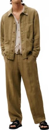 Closed Blomberg Wide Linen Trousers In Chino Green