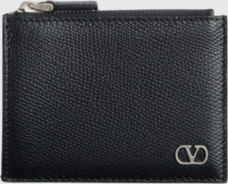 Valentino Garavani Portacarte in pelle martellata con logo VLogo Signature