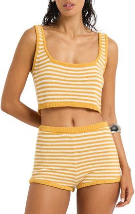 Bond-Eye Laney Striped Knit Crop Tank in Saffron/white at Nordstrom, Size X-Small/small