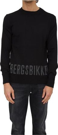 Dirk Bikkembergs Zwarte Shirt - Heren - Ronde hals truien - Zwart - S - Wol - Truien & Vesten