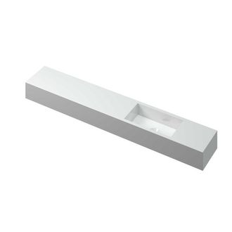 Bernacchini Nice Time Fonteinplateau - 120x20x10cm - wasbak rechts - 0 kraangaten - rechthoekige kom - polystone wit glans
