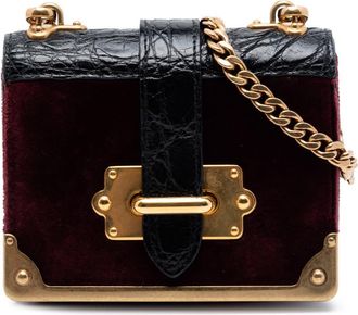 Prada Pre-owned Prada Micro Croc Embossed Leather Trimmed Velluto Cahier Crossbody Ladies UUNN2JOF2C87EO5J