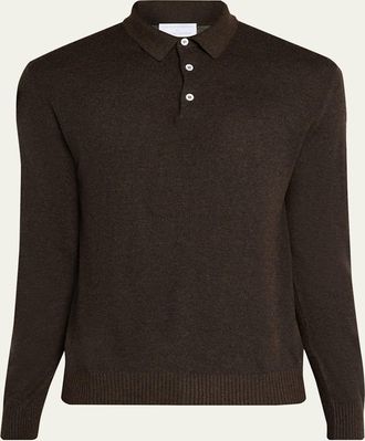 Anderson & Sheppard Mens Silk and Cashmere Polo Sweater
