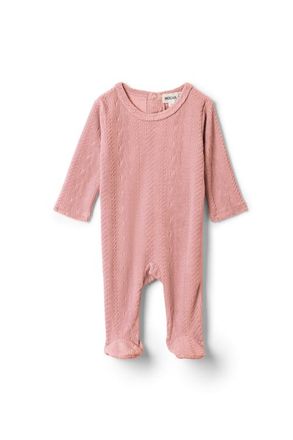 Mocha Girl Cable Textured Velour Romper in Maple at Nordstrom, Size 3M