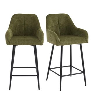 Moloo Silla de bar de tela ikon verde (x2)