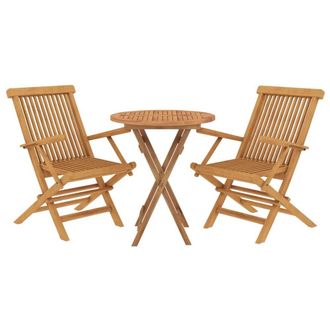 Berkfield Home Beautiful 3 Piece Garden Dining Set Solid Wood Teak in Brown