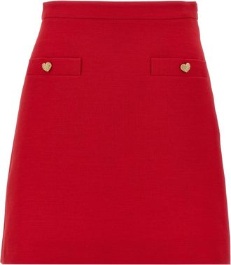 Valentino Garavani Crepe Couture Mini-rok - Dames - Korte rokken - Rood - S - Wol - Rokken