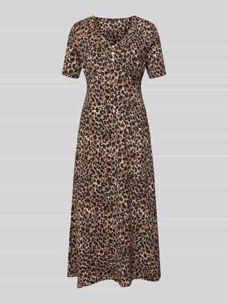 Zero Midikleid mit V-Ausschnitt und kurzer Knopfleiste in Beige, Gr&ouml;&szlig;e 40