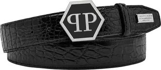 Philipp Plein Belt Hexagon Men in Black/nickel at Nordstrom, Size 100