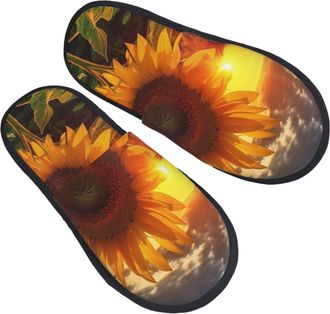 Generic Shoes Sunflower And Sunset Warm Slippers Fluffy Sliders For Home Big Kid Hotel L